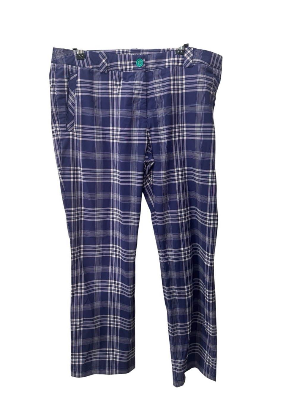 Nike Golf Tour Performance pants in a purple and white plaid pattern size 12